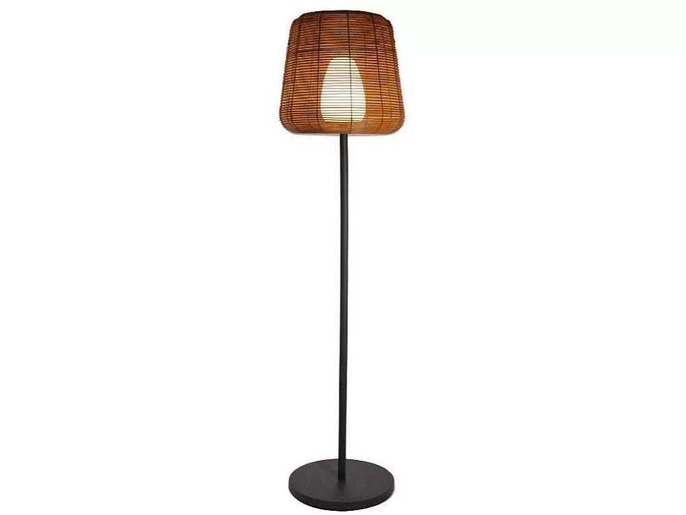 OZAIA Candeeiro De Pe De Exterior Com Leds Em Metal A150 Cm Preto E Natural - Carbini* Iluminação De Exterior