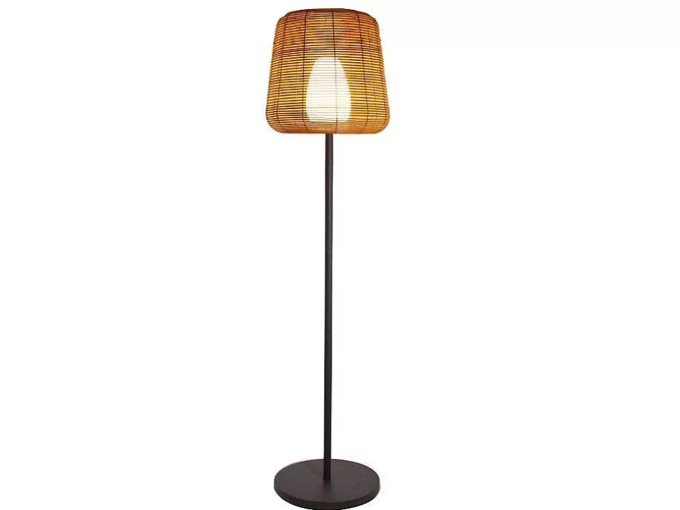 OZAIA Candeeiro De Pe De Exterior Com Leds Em Metal A150 Cm Preto E Natural - Carbini* Iluminação De Exterior