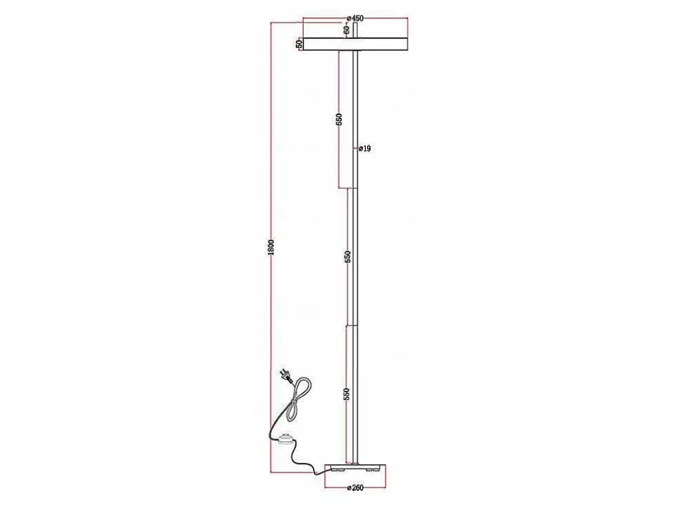 OZAIA Candeeiro De Pe Design Com Leds Metal D45 X A180 Cm Dourado E Branco - Vaughan* Candeeiro De Pe