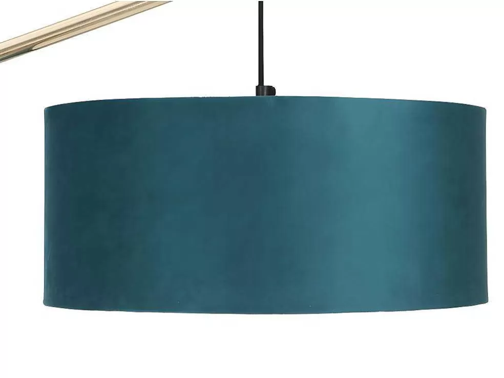OZAIA Candeeiro De Pe Em Arco Estilo Art Deco Latao E Marmore Em Veludo De A. 164 Cm Cor Azul-Esverdeado - Nour* Candeeiro De Pe