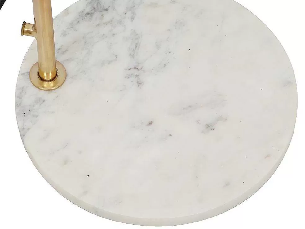 OZAIA Candeeiro De Pe Em Arco Estilo Art Deco Latao E Marmore Em Veludo De A. 164 Cm Cor Azul-Esverdeado - Nour* Candeeiro De Pe