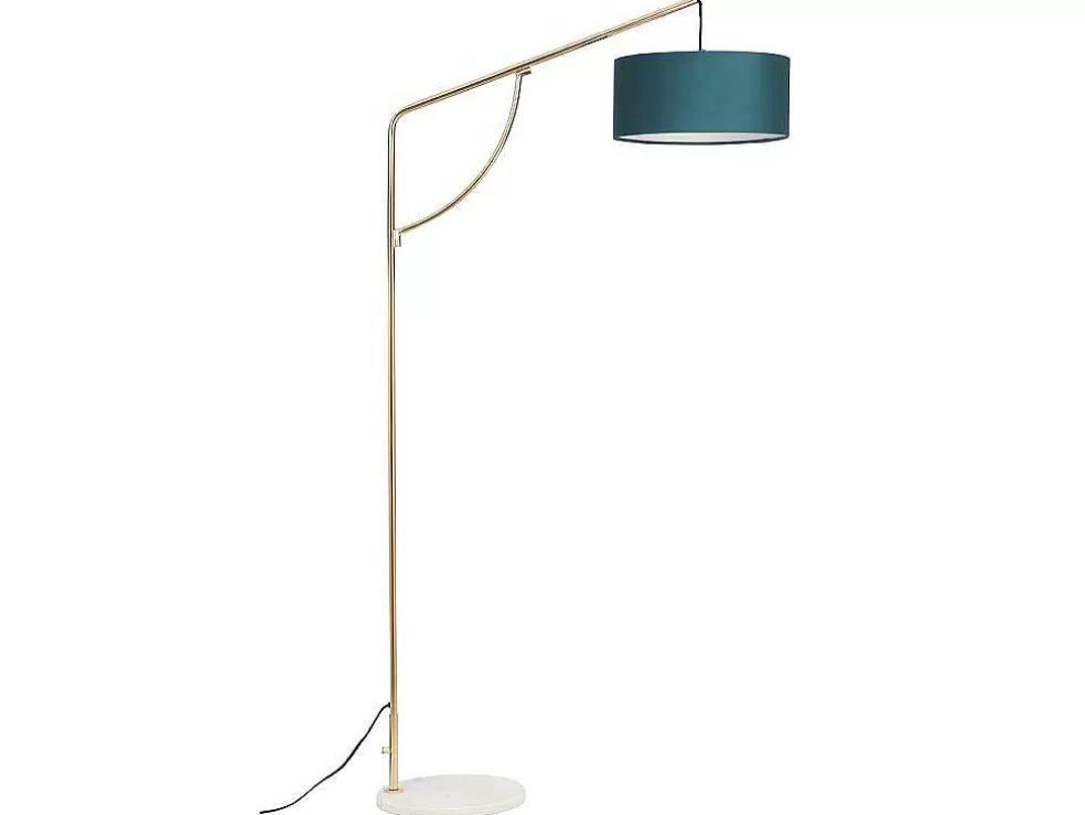 OZAIA Candeeiro De Pe Em Arco Estilo Art Deco Latao E Marmore Em Veludo De A. 164 Cm Cor Azul-Esverdeado - Nour* Candeeiro De Pe