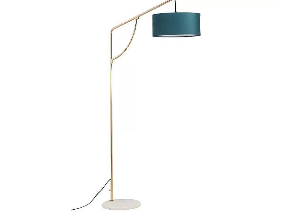 OZAIA Candeeiro De Pe Em Arco Estilo Art Deco Latao E Marmore Em Veludo De A. 164 Cm Cor Azul-Esverdeado - Nour* Candeeiro De Pe