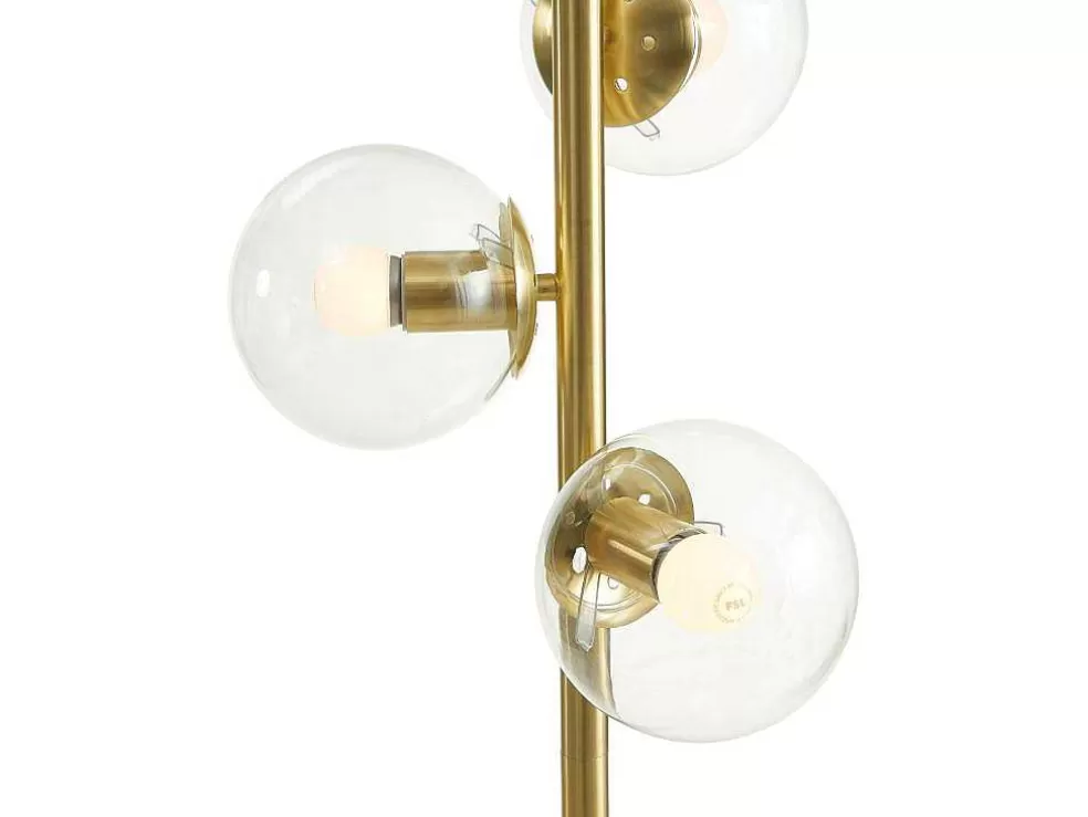 OZAIA Candeeiro De Pe Em Latao Escovado E 3 Globos Em Vidro Vintage De A. 148 Cm - Yukon* Candeeiro De Pe