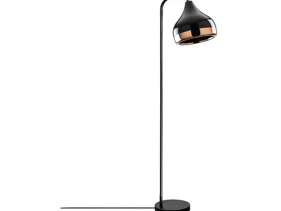OZAIA Candeeiro De Pe Em Metal Com Abajur Orientavel De A. 120 Cm Cor Preto E Acobreado - Yildo* Candeeiro De Pe