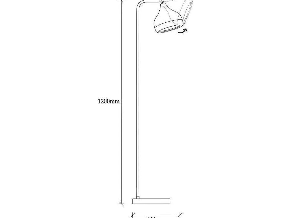 OZAIA Candeeiro De Pe Em Metal Com Abajur Orientavel De A. 120 Cm Cor Preto E Acobreado - Yildo* Candeeiro De Pe