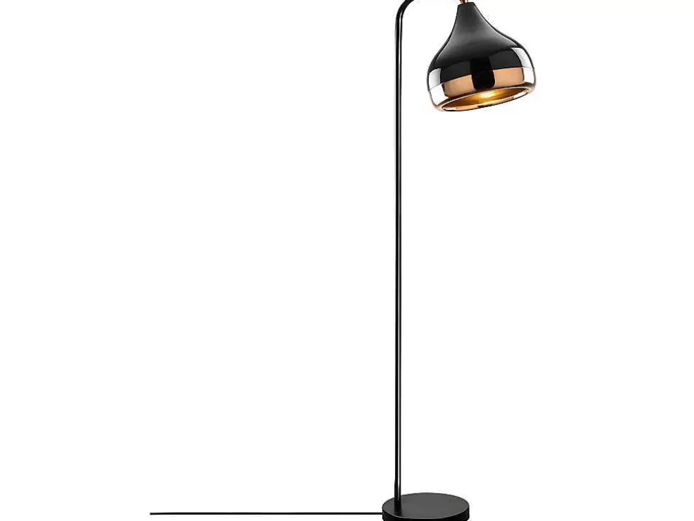 OZAIA Candeeiro De Pe Em Metal Com Abajur Orientavel De A. 120 Cm Cor Preto E Acobreado - Yildo* Candeeiro De Pe