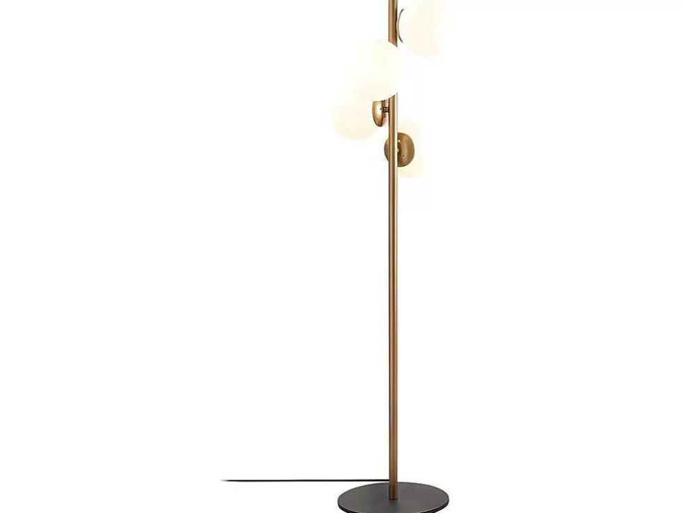 OZAIA Candeeiro De Pe Em Metal E Vidro Com 4 Globos De A. 130 Cm Cor Dourado E Branco - Faze* Candeeiro De Pe