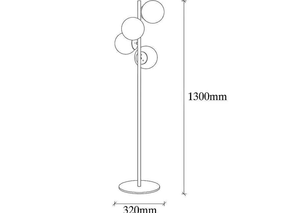 OZAIA Candeeiro De Pe Em Metal E Vidro Com 4 Globos De A. 130 Cm Cor Dourado E Branco - Faze* Candeeiro De Pe