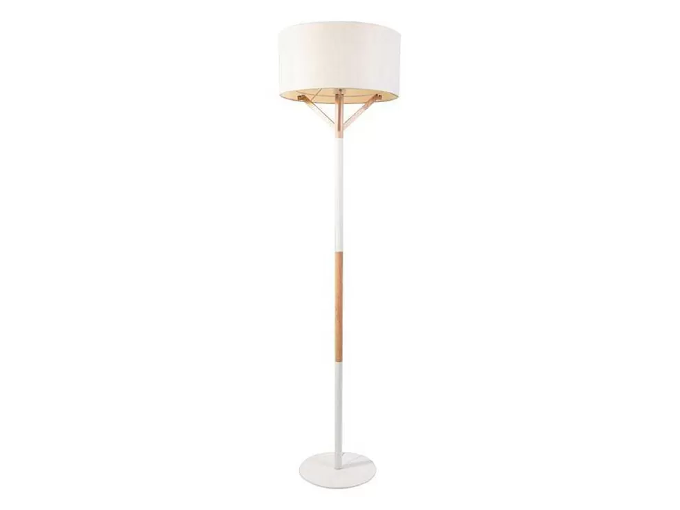 OZAIA Candeeiro De Pe Escandinavo Metal, Linho E Madeira De Hevea D44 X A164 Cm Natural E Branco - Addis* Candeeiro De Pe