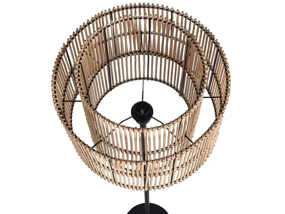 OZAIA Candeeiro De Pe Etnico Em Bambu E Metal Cor Preto De D.40 X A.157,5 Cm - Parana* Candeeiro De Pe