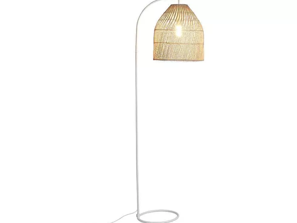 OZAIA Candeeiro De Pe Etnico Em Ferro E Rotim Cor Natural De A.177 Cm - Parnaiba* Candeeiro De Pe