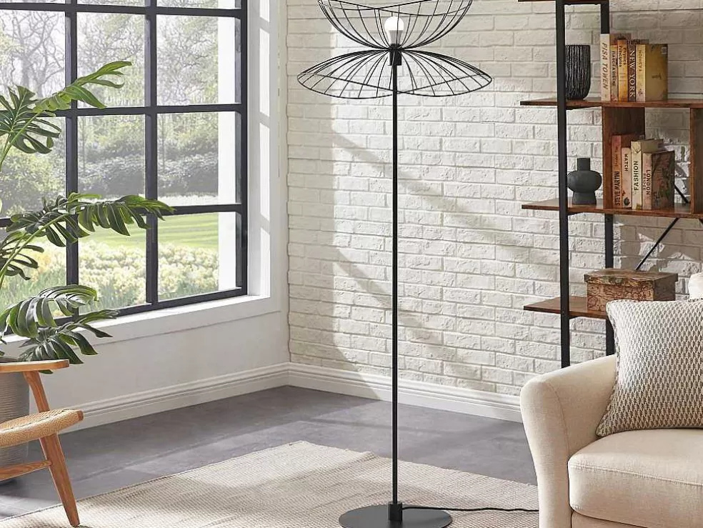 OZAIA Candeeiro De Pe Filiforme Em Metal De A.160 Cm Cor Preto - Mania* Candeeiro De Pe