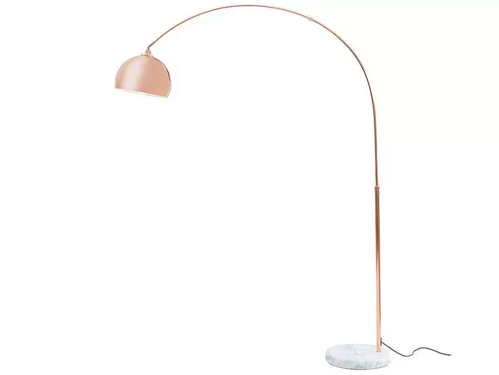 OZAIA Candeeiro De Pe Grande Em Arco Estilo Art Deco 140 X 35 X 180 Cm Em Metal E Marmore Cor Cobre - Ombrage* Candeeiro De Pe
