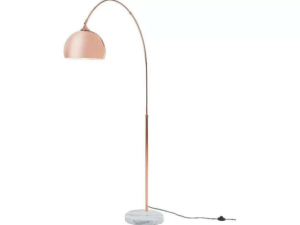 OZAIA Candeeiro De Pe Grande Em Arco Estilo Art Deco 140 X 35 X 180 Cm Em Metal E Marmore Cor Cobre - Ombrage* Candeeiro De Pe