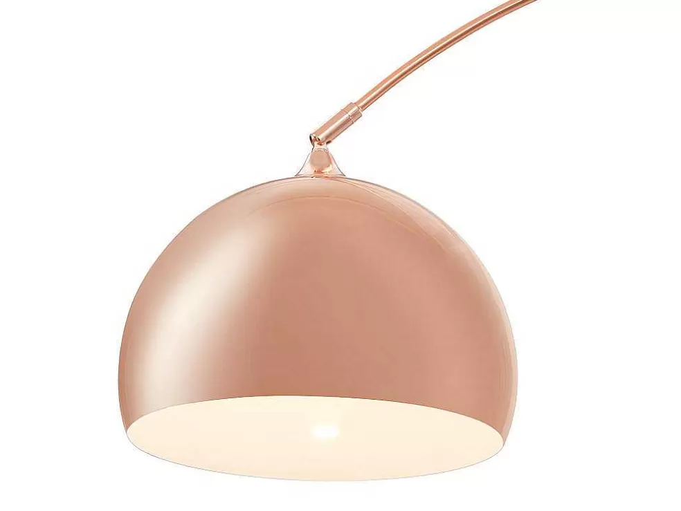 OZAIA Candeeiro De Pe Grande Em Arco Estilo Art Deco 140 X 35 X 180 Cm Em Metal E Marmore Cor Cobre - Ombrage* Candeeiro De Pe