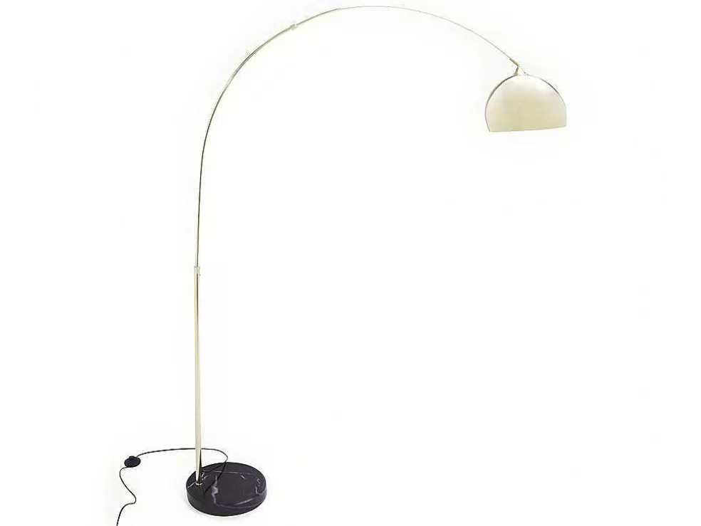 OZAIA Candeeiro De Pe Grande Em Arco Estilo Art Deco 140 X 35 X 180 Cm Em Metal E Marmore Cor Dourado - Ombrage* Candeeiro De Pe