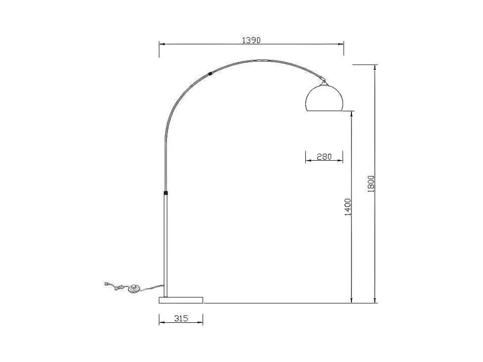 OZAIA Candeeiro De Pe Grande Em Arco Estilo Art Deco 140 X 35 X 180 Cm Em Metal E Marmore Cor Prateado - Ombrage* Candeeiro De Pe