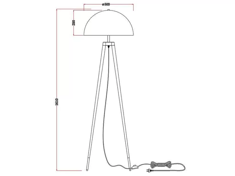 OZAIA Candeeiro De Pe Tripe Metal A165 Cm Preto E Dourado - Batley* Candeeiro De Pe