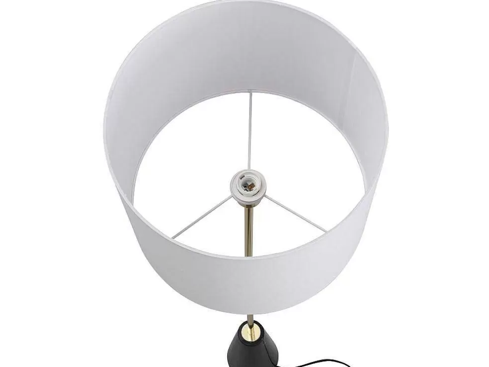 OZAIA Candeeiro De Pe Vintage Com Base Em Marmore E Abajur Em Tecido Branco De D. 40 X A.160 Cm - Merple* Candeeiro De Pe
