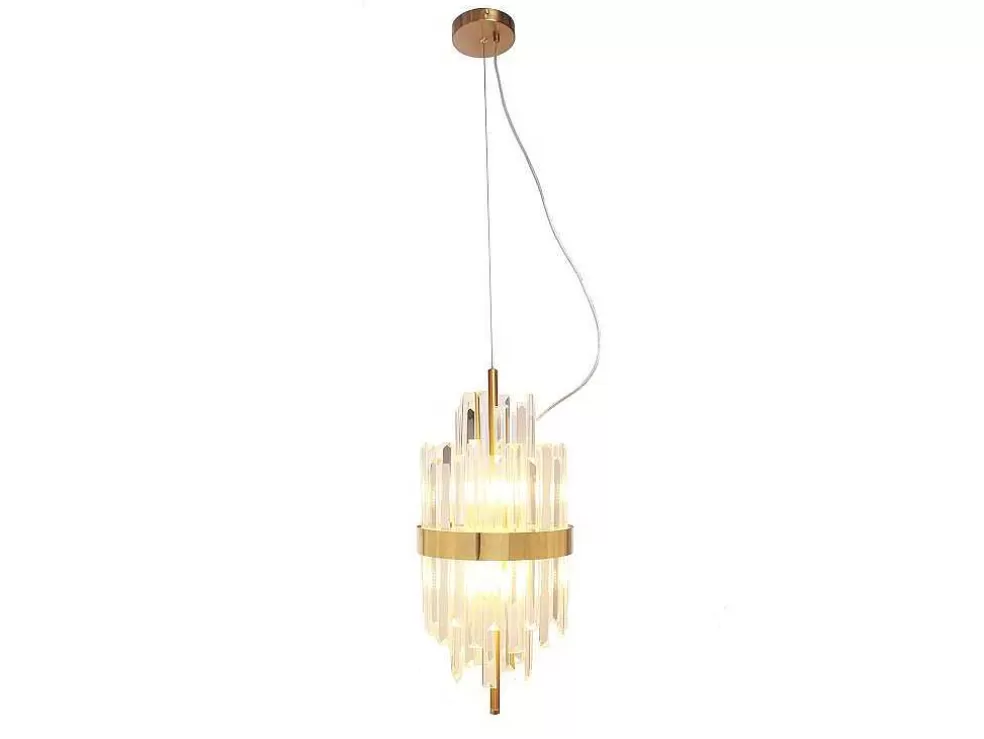 OZAIA Candeeiro De Teto Aco Inoxidavel E Vidro D25 Cm Dourado E Transparente - Langley* Lustre
