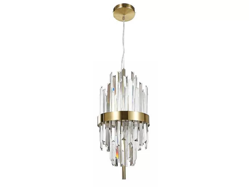 OZAIA Candeeiro De Teto Aco Inoxidavel E Vidro D25 Cm Dourado E Transparente - Langley* Lustre