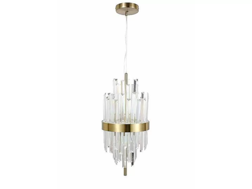 OZAIA Candeeiro De Teto Aco Inoxidavel E Vidro D25 Cm Dourado E Transparente - Langley* Lustre