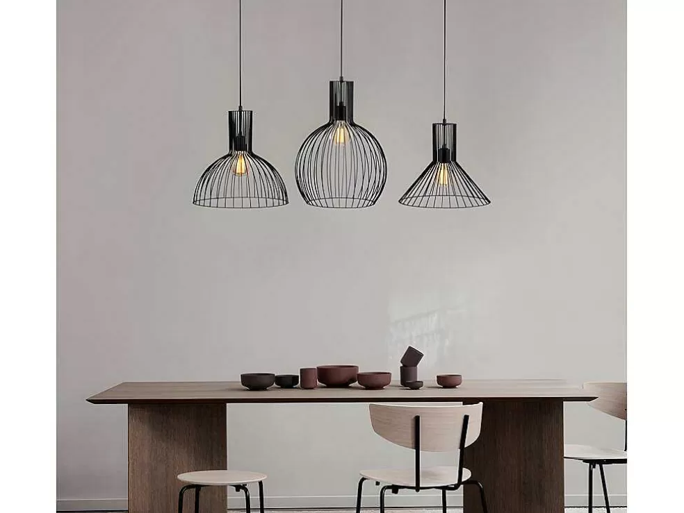 Vente-unique Candeeiro De Teto De Altura Regulavel Em Metal Com 3 Candeeiros Suspensos De C.145 X A. 70/124 Cm - Fellini* Candeeiro Suspenso