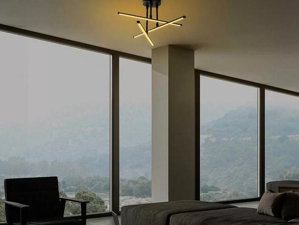 OZAIA Candeeiro De Teto Design De Leds Em Metal L. 51 X A. 26 Cm, Preto - Heras* Luz De Teto
