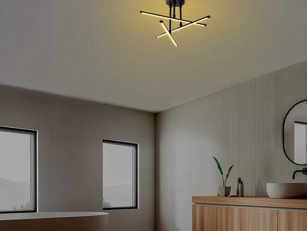 OZAIA Candeeiro De Teto Design De Leds Em Metal L. 51 X A. 26 Cm, Preto - Heras* Luz De Teto