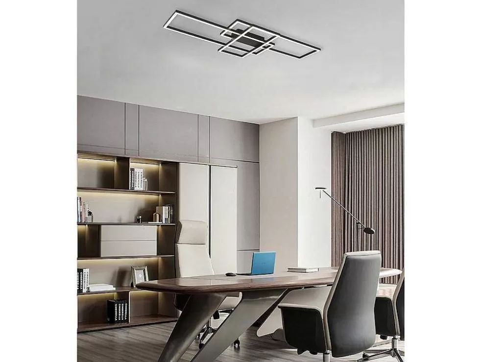 OZAIA Candeeiro De Teto Design Led Em Aluminio E Metal C104 X L42 Cm Preto - Harlow* Luz De Teto