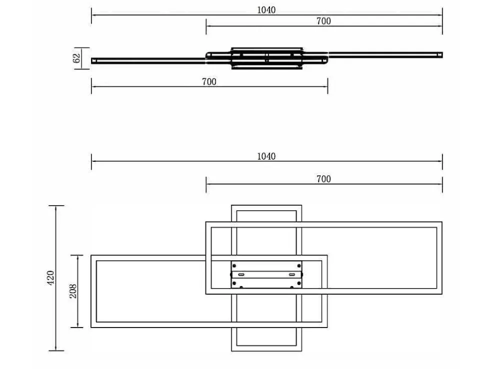 OZAIA Candeeiro De Teto Design Led Em Aluminio E Metal C104 X L42 Cm Preto - Harlow* Luz De Teto