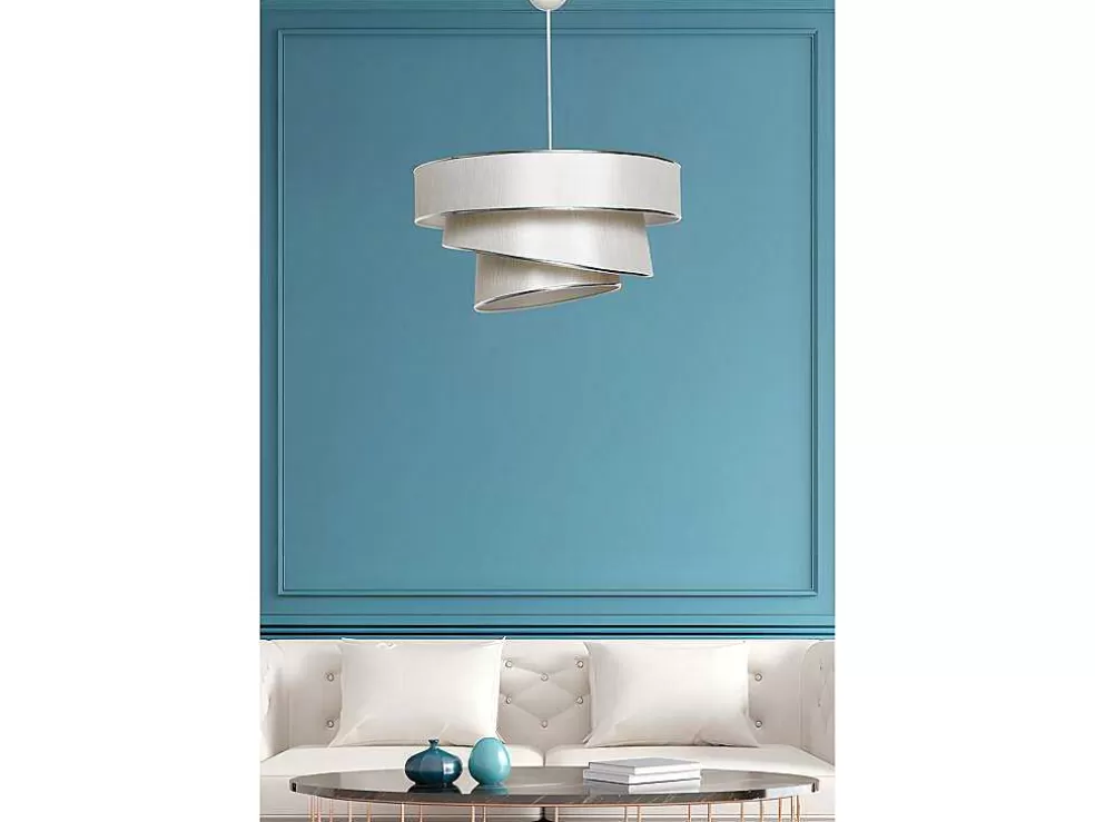 OZAIA Candeeiro De Teto E Metal De D. 40 X A. 72 Cm Cor Bege E Prateado - Tairon* Candeeiro Suspenso