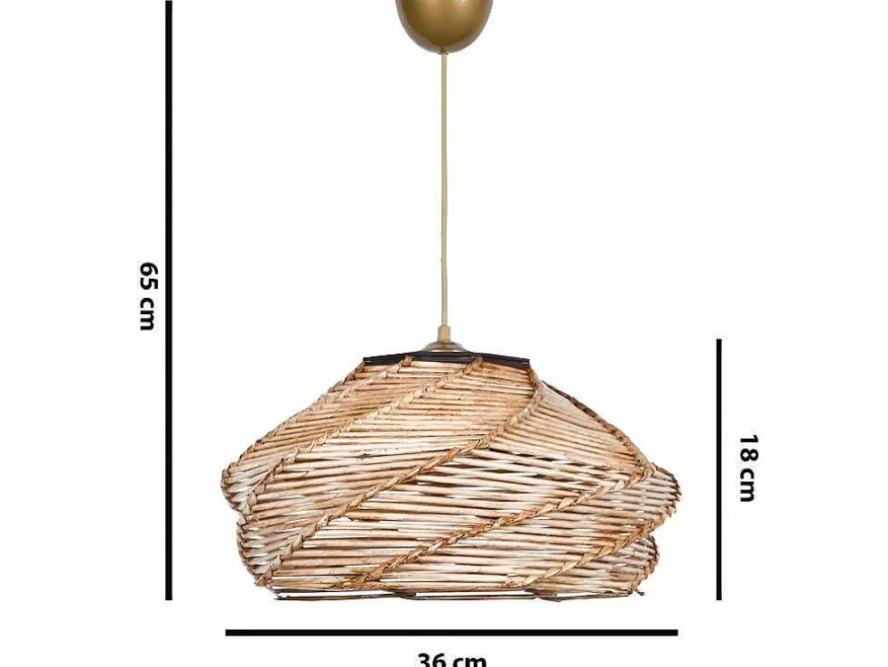OZAIA Candeeiro De Teto Em Madeira Entrancada De D. 36 X A. 65 Cm Cor Natural - Parial* Candeeiro Suspenso