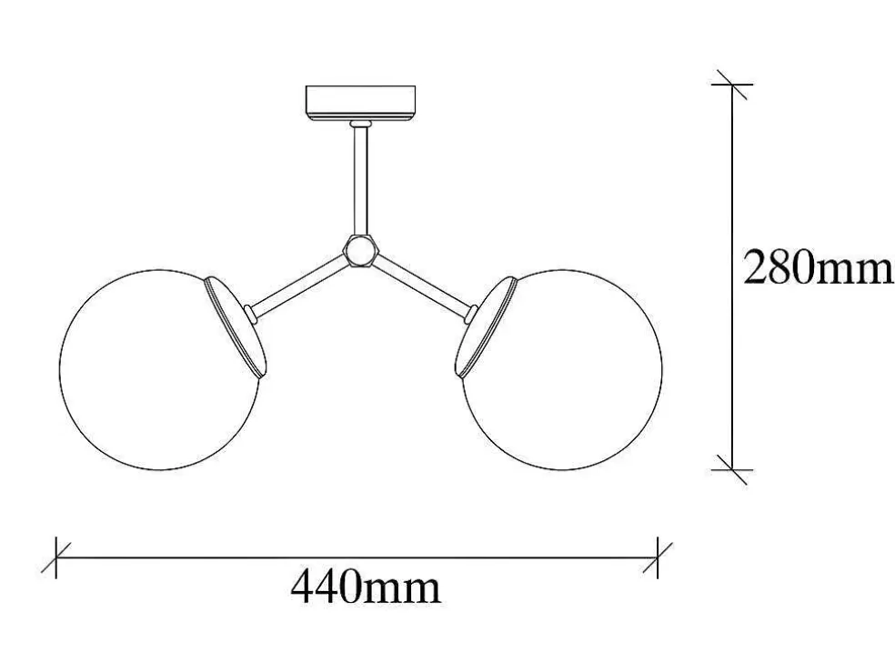 OZAIA Candeeiro De Teto Em Metal 2 Globos De C. 44 X A. 28 Cm Cor Dourado E Branco - Damar* Luz De Teto
