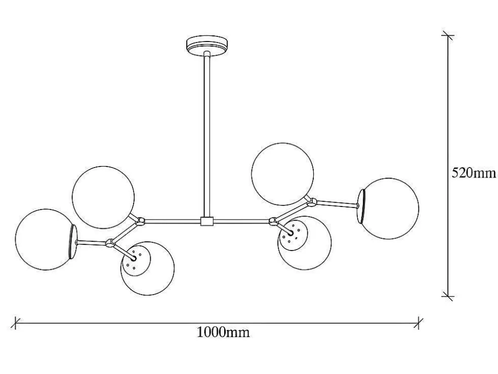 OZAIA Candeeiro De Teto Em Metal 6 Globos De C. 100 X A. 52 Cm Cor Preto E Branco - Damar* Candeeiro Suspenso