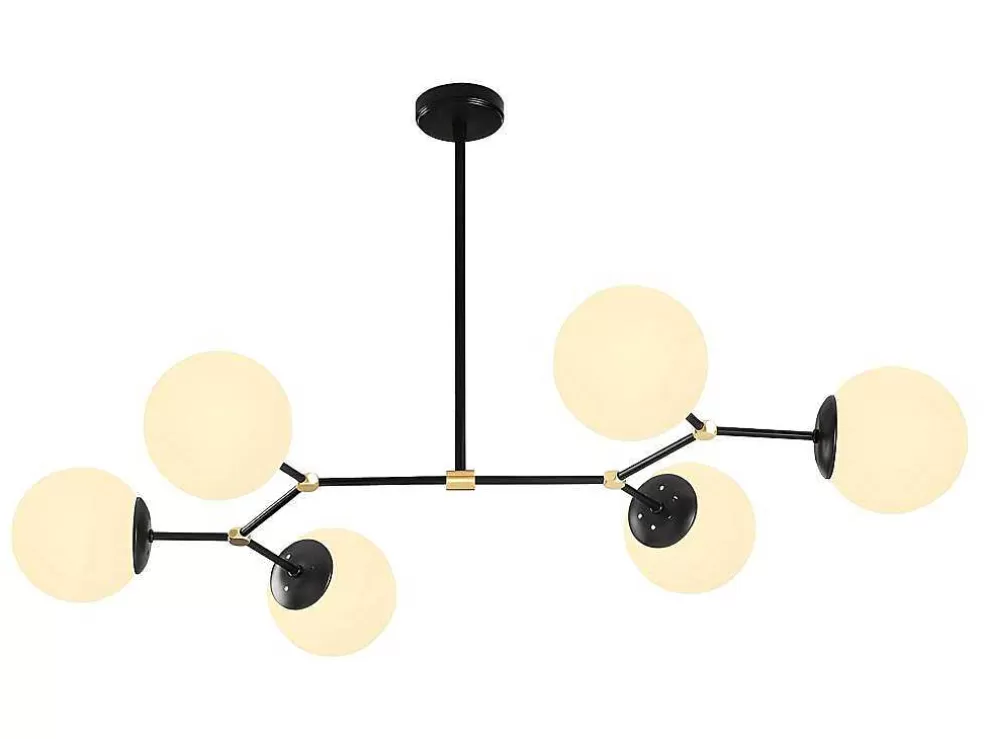 OZAIA Candeeiro De Teto Em Metal 6 Globos De C. 100 X A. 52 Cm Cor Preto E Branco - Damar* Candeeiro Suspenso