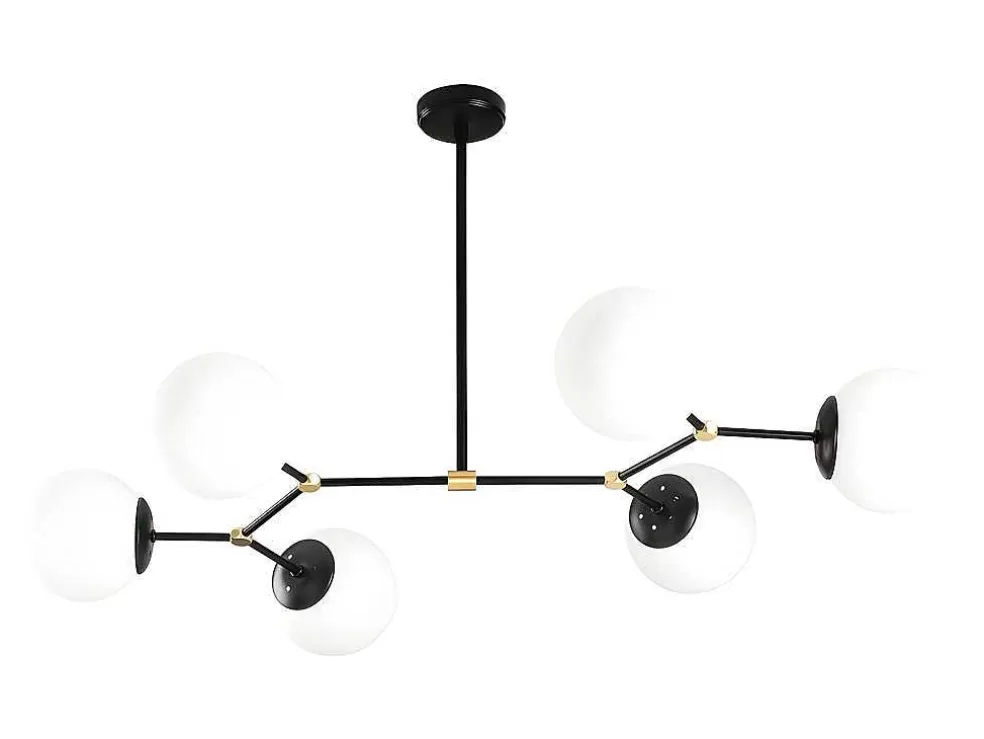 OZAIA Candeeiro De Teto Em Metal 6 Globos De C. 100 X A. 52 Cm Cor Preto E Branco - Damar* Candeeiro Suspenso