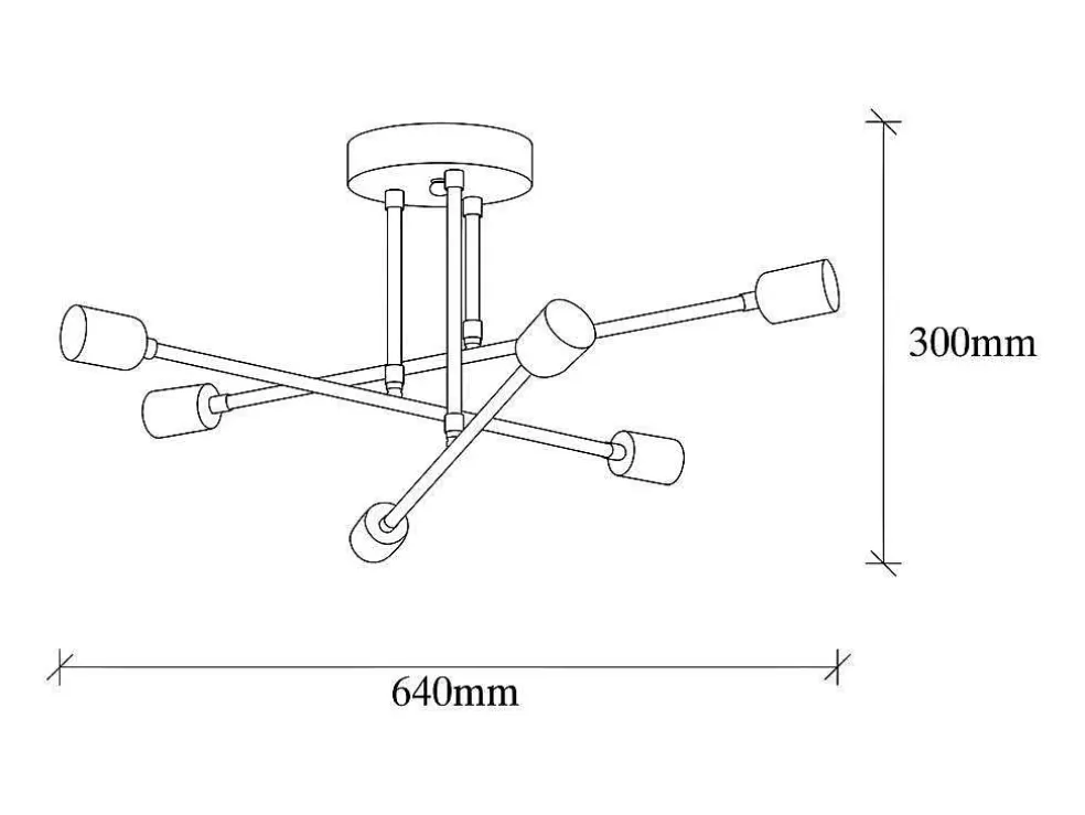 OZAIA Candeeiro De Teto Em Metal Com 3 Bracos De C. 64 Cm X A. 30 Cm Cor Preto - Flowera* Luz De Teto
