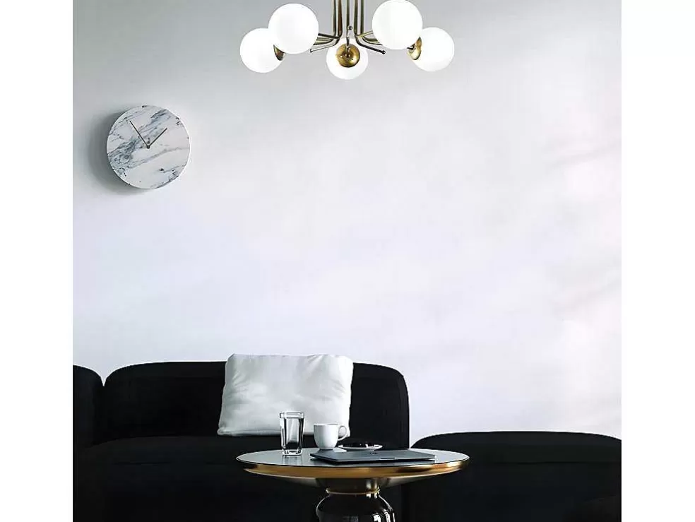 OZAIA Candeeiro De Teto Em Metal Com 5 Globos De D. 80 X A. 34 Cm Cor Branco E Dourado - Daisy* Luz De Teto