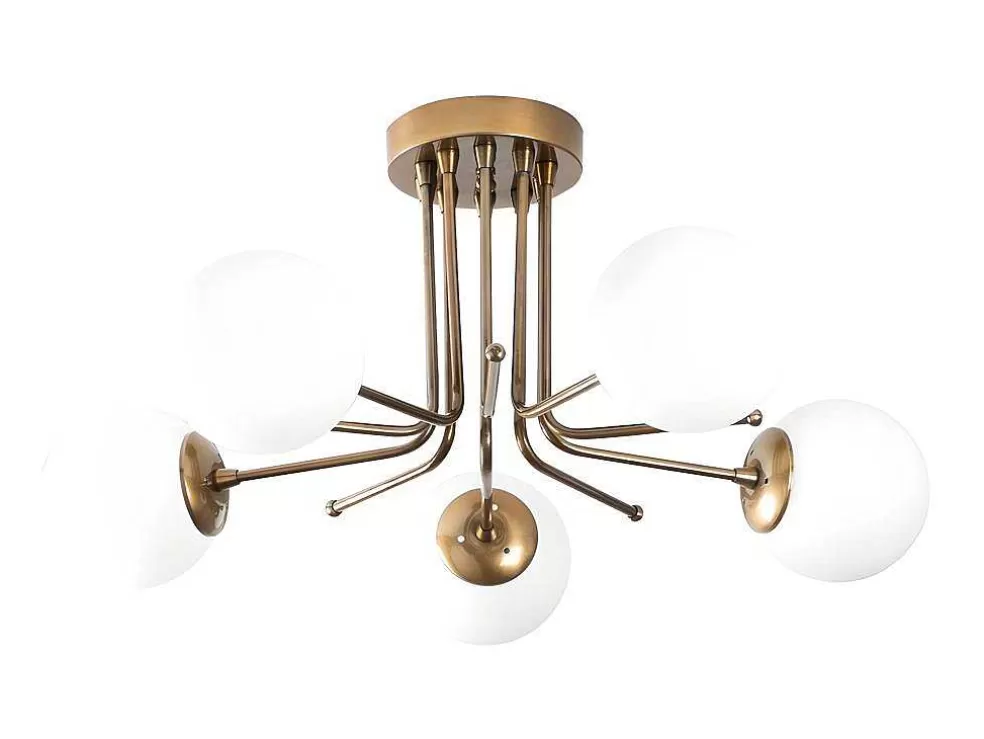 OZAIA Candeeiro De Teto Em Metal Com 5 Globos De D. 80 X A. 34 Cm Cor Branco E Dourado - Daisy* Luz De Teto