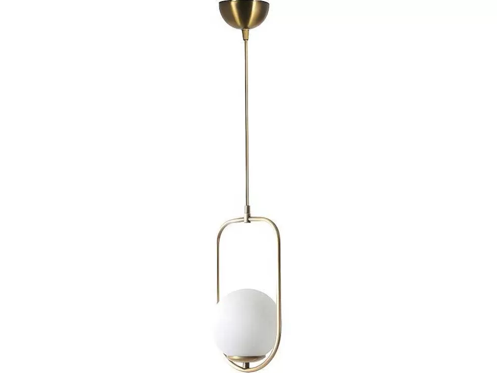 OZAIA Candeeiro De Teto Em Metal Com Globo De D. 18 X A. 70 Cm Cor Branco E Cobre - Kohann* Candeeiro Suspenso