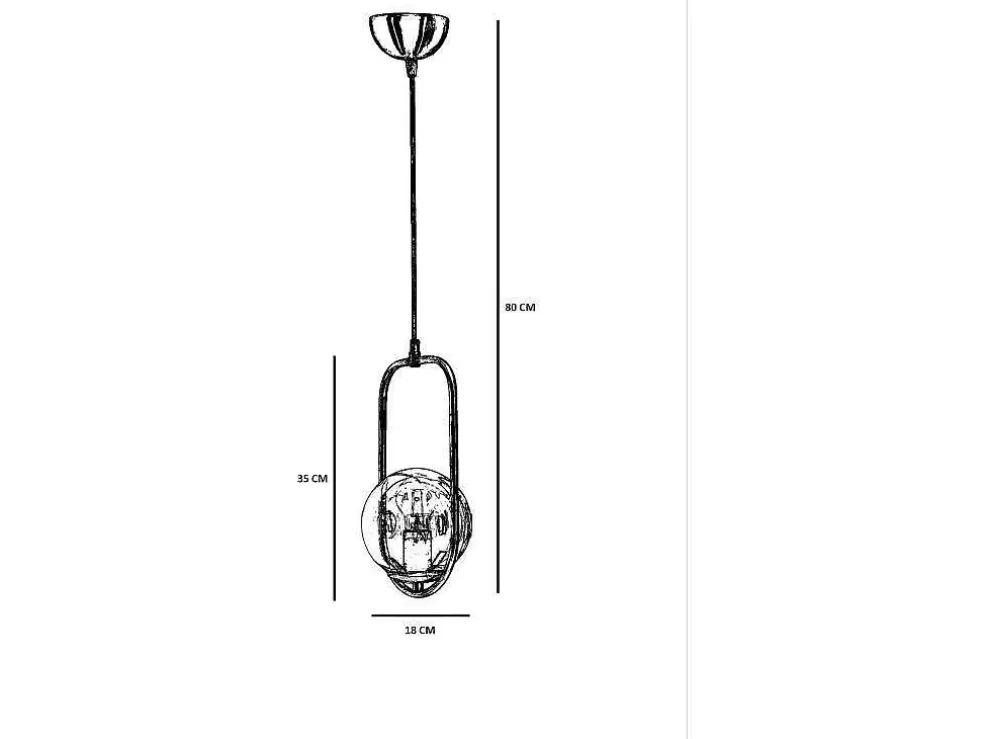 OZAIA Candeeiro De Teto Em Metal Com Globo De D. 18 X A. 70 Cm Cor Branco E Cobre - Kohann* Candeeiro Suspenso