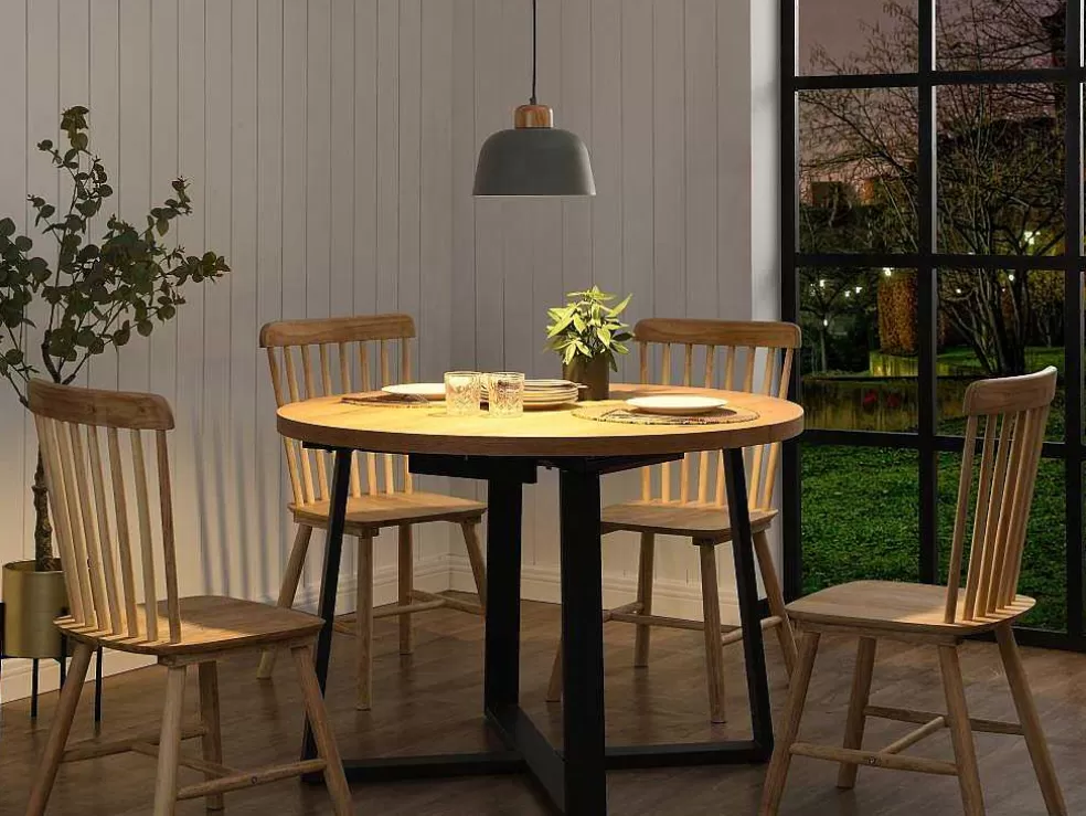 OZAIA Candeeiro De Teto Em Metal E Madeira De D.26 Cm X A.120 Cm Cor Verde - Malvina* Candeeiro Suspenso