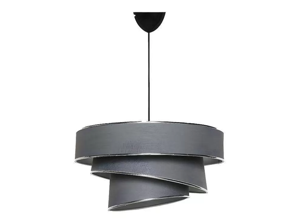 OZAIA Candeeiro De Teto Em Tecido E Metal De Altura Ajustavel D40 X A30-70 Cm Antracite E Prateado - Tairon* Candeeiro Suspenso