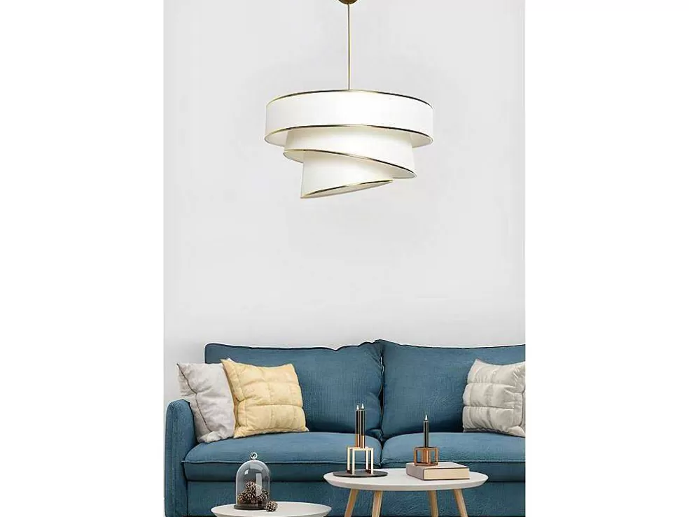 OZAIA Candeeiro De Teto Em Tecido E Metal De D. 40 X A. 72 Cm Cor Creme E Dourado - Tairon* Candeeiro Suspenso