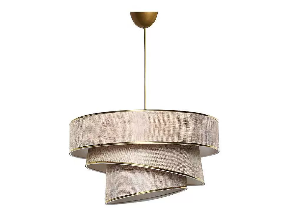 OZAIA Candeeiro De Teto Em Tecido E Metal De D. 40 X A. 72 Cm Cor Taupe E Dourado - Tairon* Candeeiro Suspenso