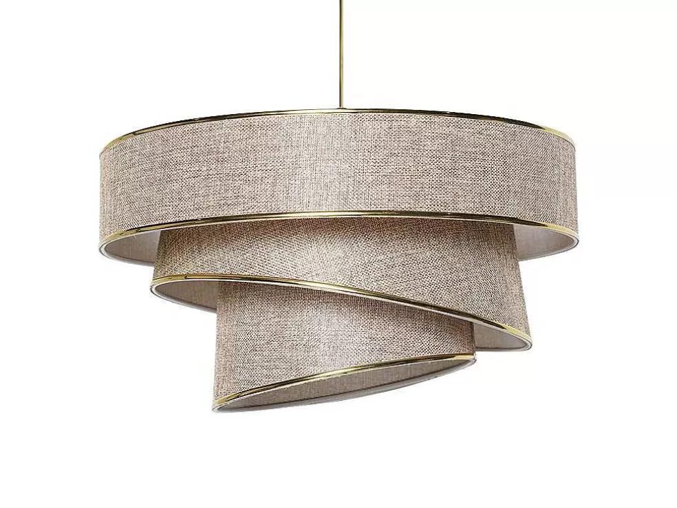 OZAIA Candeeiro De Teto Em Tecido E Metal De D. 40 X A. 72 Cm Cor Taupe E Dourado - Tairon* Candeeiro Suspenso