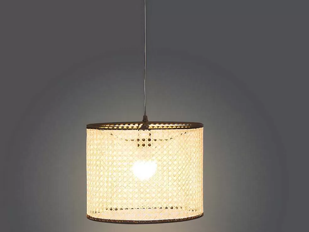 OZAIA Candeeiro De Teto Entrelacado Neirobi - Estilo Etnico - Ferro E Vime - D. 30 X A. 120 Cm - Natural* Candeeiro Suspenso