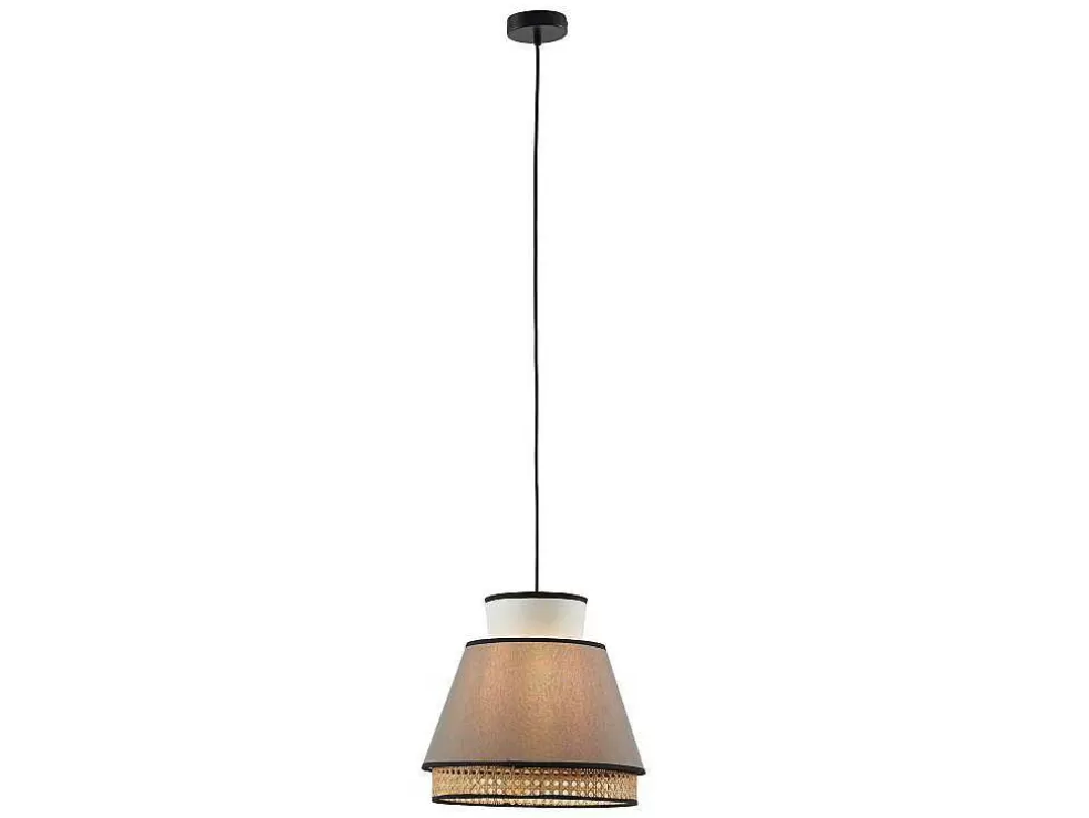 OZAIA Candeeiro De Teto Escandinavo Empalhado Cor Natural E Taupe De D.35 X A.120 Cm - Klaus* Candeeiro Suspenso